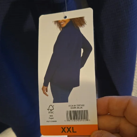 Lands' End Deep Blue Waffle Knit Shirt 2XL - Picture 5 of 6